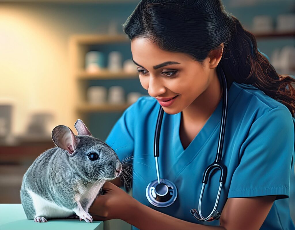 Veterinarian checkup for chinchilla’s preventative health care